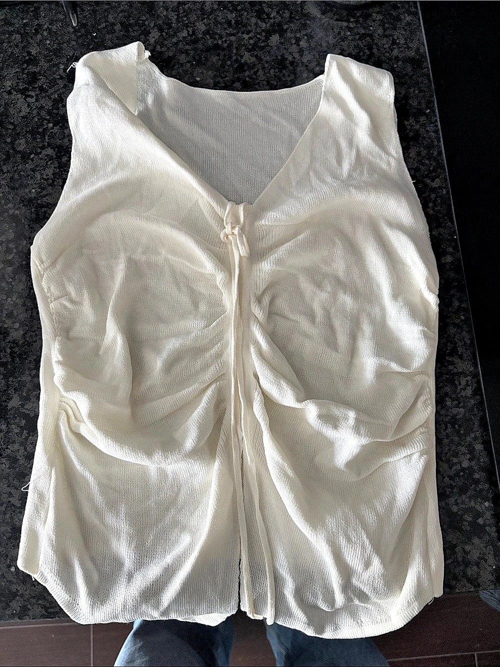 White Sleeveless Zip Front Top